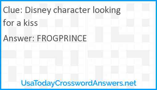 Disney character looking for a kiss Answer