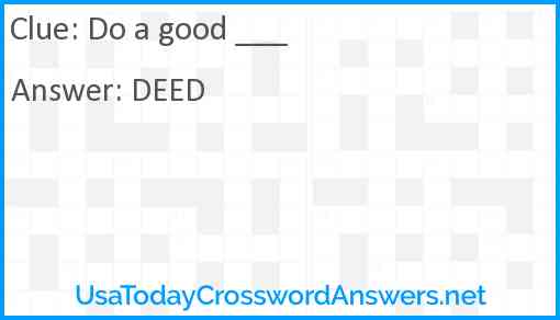 Do a good ___ Answer