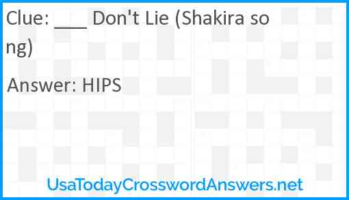 ___ Don't Lie (Shakira song) Answer