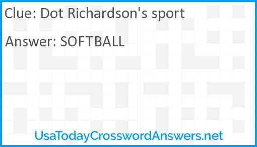 Dot Richardson's sport Answer