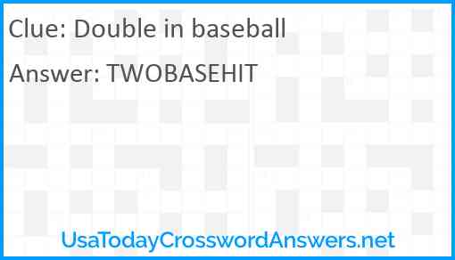 Double in baseball Answer