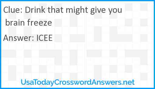 Drink that might give you brain freeze Answer