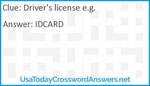 Driver's license e.g. Answer