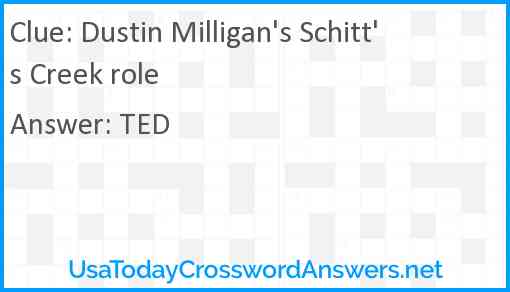 Dustin Milligan's Schitt's Creek role Answer