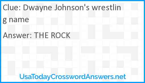Dwayne Johnson's wrestling name Answer