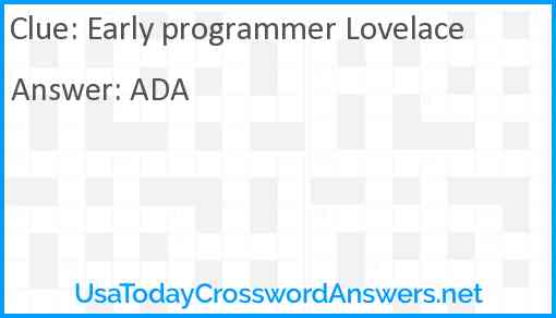 Early programmer Lovelace Answer