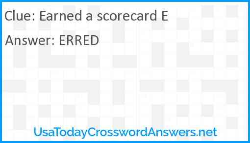 Earned a scorecard E Answer
