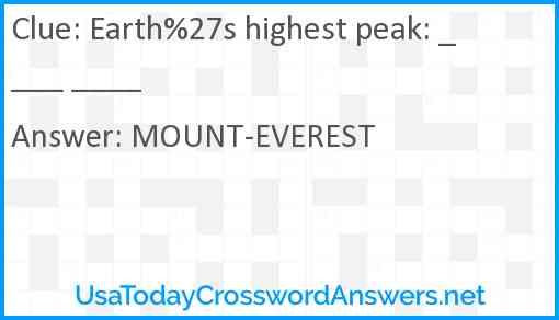Earth%27s highest peak Answer