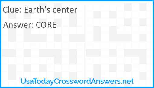 Earth's center Answer