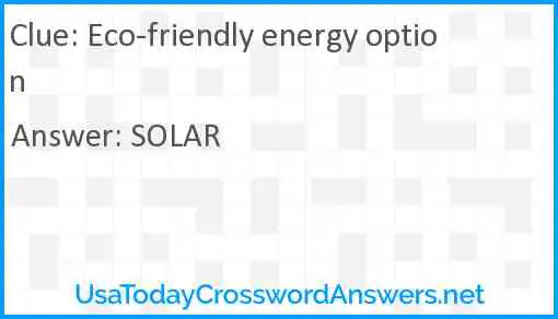 Eco-friendly energy option Answer