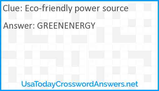 Eco-friendly power source Answer