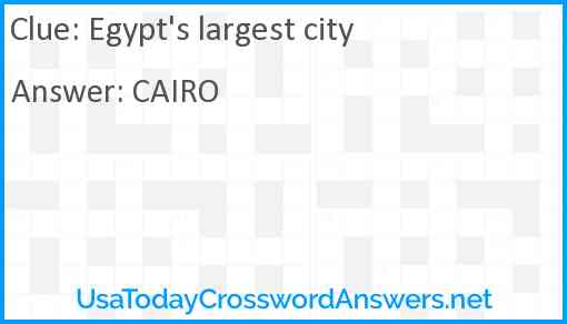 Egypt's largest city Answer