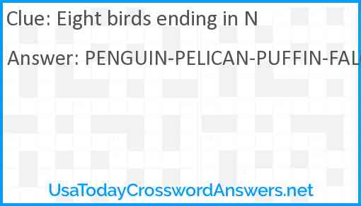 Eight birds ending in N Answer