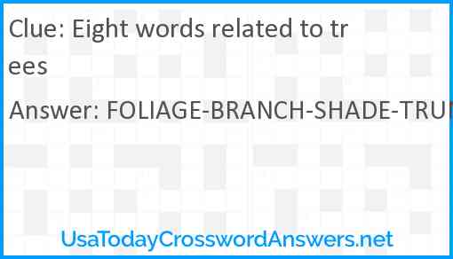 Eight words related to trees Answer