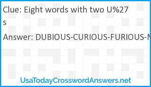 Eight words with two U%27s Answer