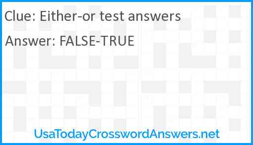 Either-or test answers Answer