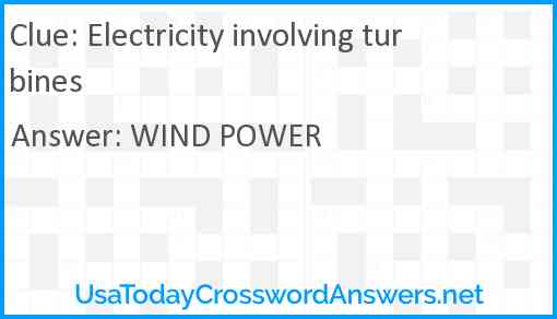 Electricity involving turbines Answer