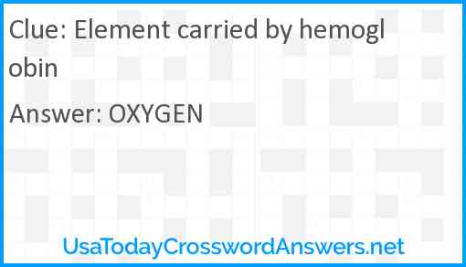 Element carried by hemoglobin Answer