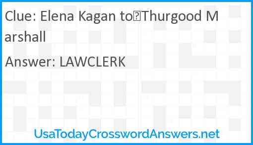 Elena Kagan to	Thurgood Marshall Answer