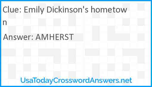 Emily Dickinson's hometown Answer