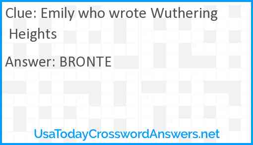 Emily who wrote Wuthering Heights Answer