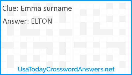 Emma surname Answer