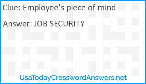 Employee's piece of mind Answer