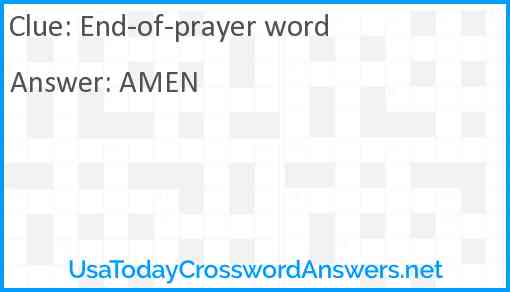 End-of-prayer word Answer