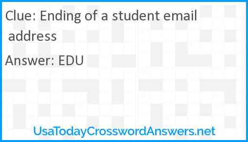 Ending of a student email address Answer