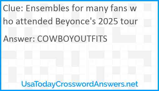 Ensembles for many fans who attended Beyonce's 2025 tour Answer