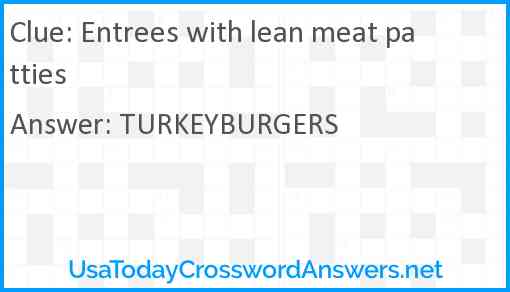 Entrees with lean meat patties Answer