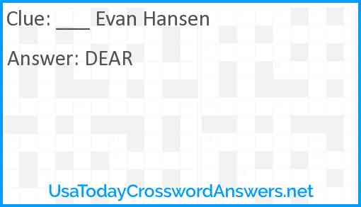 ___ Evan Hansen Answer