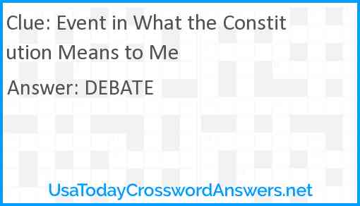 Event in What the Constitution Means to Me Answer