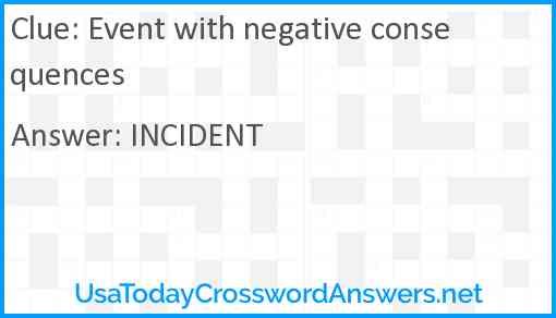 Event with negative consequences Answer