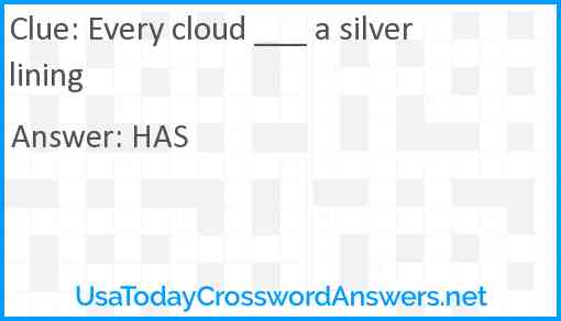 Every cloud ___ a silver lining Answer