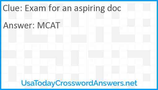 Exam for an aspiring doc Answer