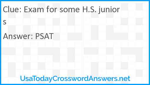 Exam for some H.S. juniors Answer