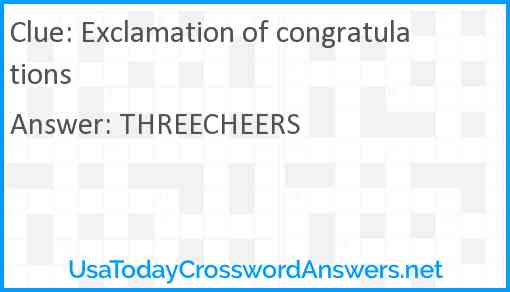Exclamation of congratulations Answer