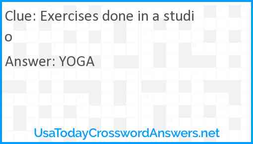 Exercises done in a studio Answer