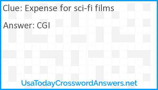 Expense for sci-fi films Answer