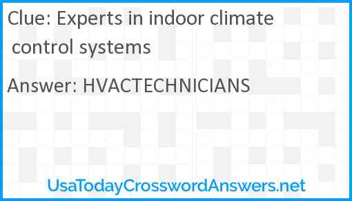 Experts in indoor climate control systems Answer