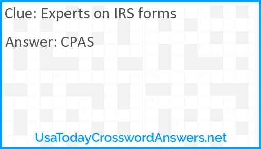 Experts on IRS forms Answer