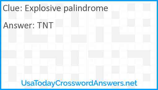 Explosive palindrome Answer