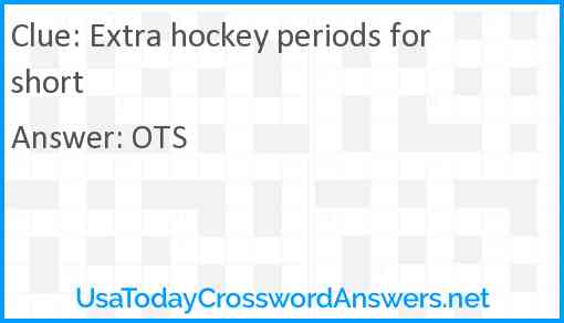 Extra hockey periods for short Answer