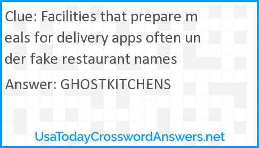 Facilities that prepare meals for delivery apps often under fake restaurant names Answer
