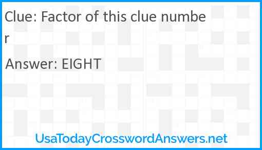 Factor of this clue number Answer