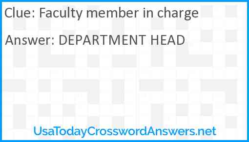 Faculty member in charge Answer