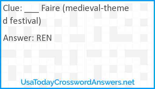 ___ Faire (medieval-themed festival) Answer