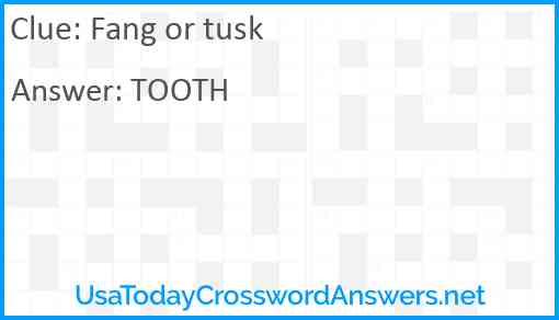 Fang or tusk Answer