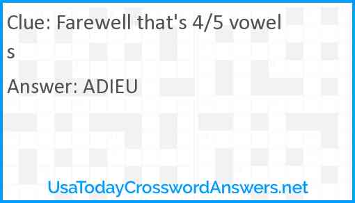 Farewell that's 4/5 vowels Answer